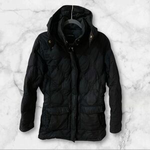 Lands End black down filled detachable hood coat size large ( Fair condition)